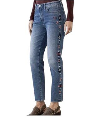 Driftwood Gizelle Aztec Embroidered Slim Straight Jeans